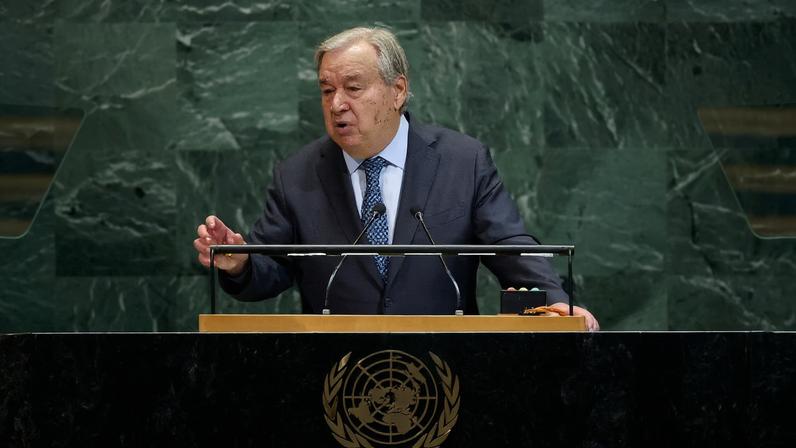 United Nations Secretary-General Antonio Guterres addresses the 80th United Nations General Assembly at U.N. headquarters in New York City, U.S., September 23, 2025. REUTERS/Mike Segar/File Photo