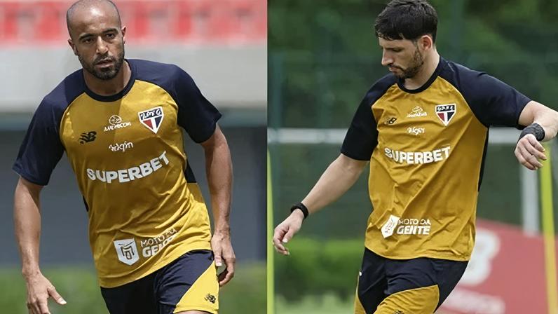 Lucas e Calleri durante treino