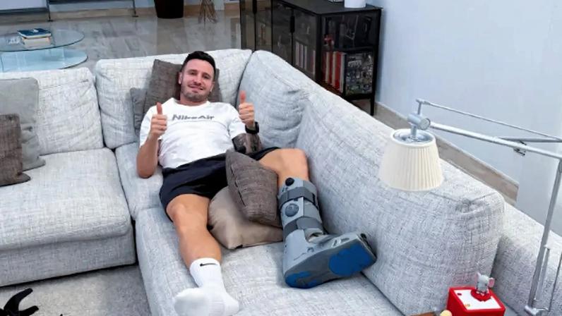 Saúl, do Flamengo, durante recuperação (Foto: Reprodução)