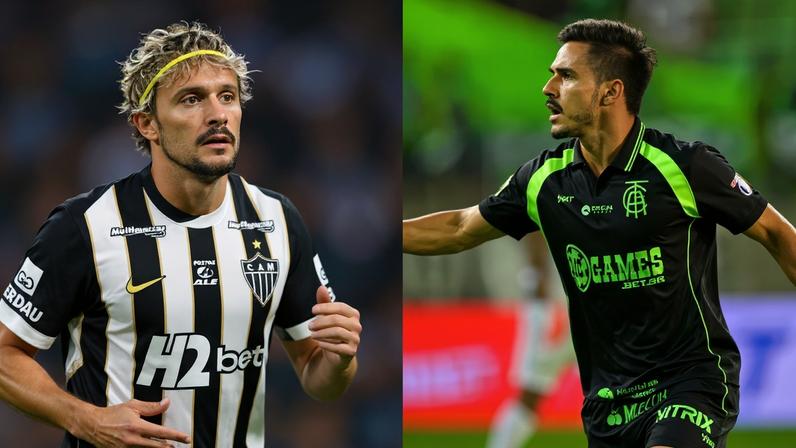Scarpa e Willian Bigode (Fotos: Pedro Souza / Atlético e Mourão Panda / América - Arte Lance!)