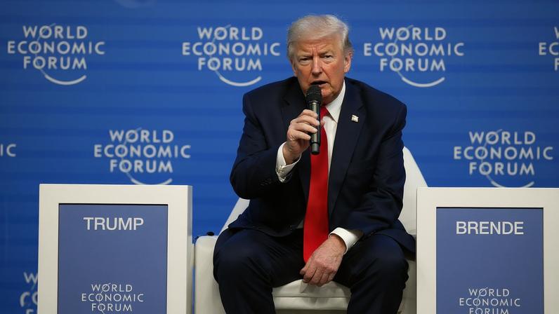 U.S. President Donald Trump attends the 56th annual World Economic Forum (WEF) meeting in Davos, Switzerland, January 21, 2026. REUTERS/Denis Balibouse