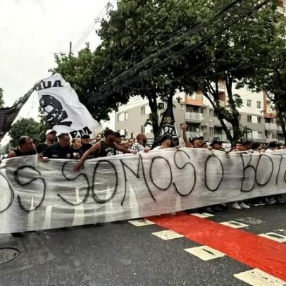 Torcedores do Botafogo protestam contra John Textor antes de jogo
