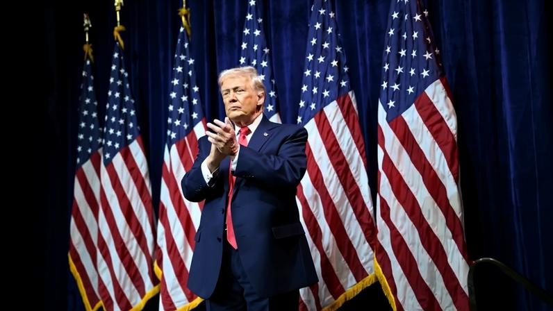 U.S. President Donald Trump departs after delivering remarks at the House Republican Party member retreat at the Kennedy Center in Washington, D.C., on Jan. 6.