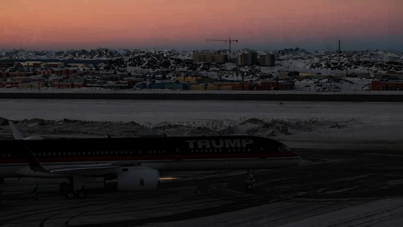 An aircraft allegedly carrying U.S. businessman Donald Trump Jr. arrives in Nuuk, Greenland, on Jan. 7, 2025.