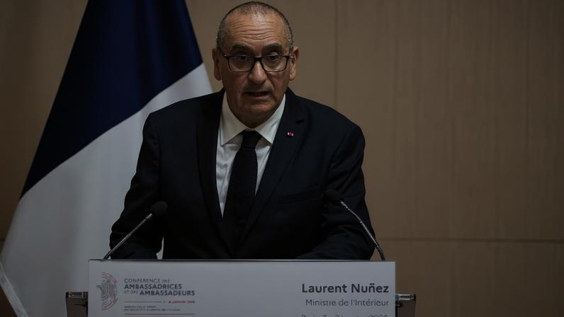 France's Interior Minister Laurent Nunez delivers a speech during an Ambassadors Conference at the conference centre of the French Ministry for Europe and Foreign Affairs, in Paris, France January 9, 2026. LUDOVIC MARIN/Pool via REUTERS