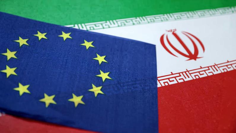 European Union and Iran flags are seen in this illustration taken June 18, 2025.