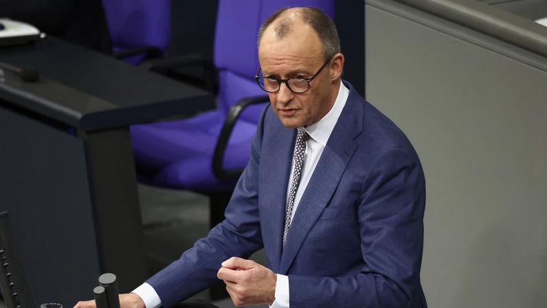German Chancellor Friedrich Merz gives a government statement on the foreign policy situation during a session of the lower house of the German parliament, the Bundestag, in Berlin, Germany, January 29, 2026.