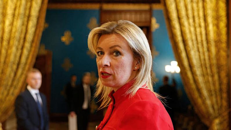 Spokeswoman of Russia's Foreign Ministry Maria Zakharova speaks to the media after a joint press conference of Russian Foreign Minister Sergei Lavrov and OSCE Secretary General Feridun Sinirlioglu in Moscow, Russia March 11, 2025. REUTERS/Maxim Shemetov/Pool