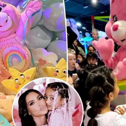 Kim Kardashian comemora 8º aniversário de Chicago com festa tema Care Bear