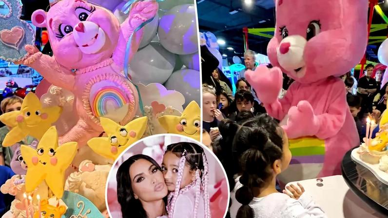 Kim Kardashian celebrated daughter Chicago's 8th birthday with a Care Bear-themed party Thursday.