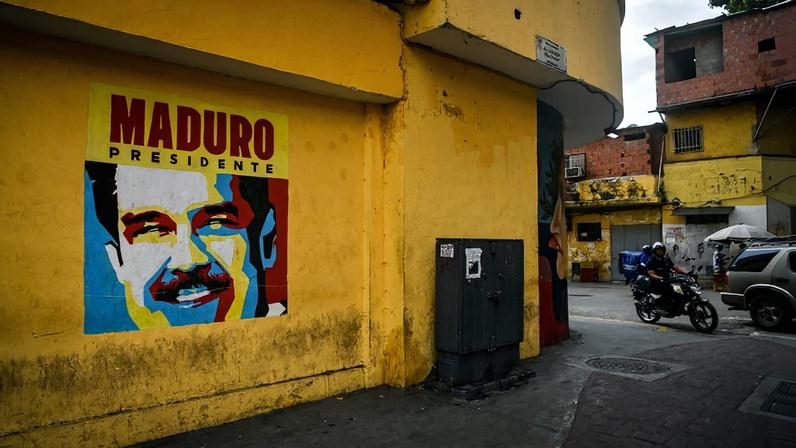 A mural depicts President Nicolás Maduro in downtown Caracas, Venezuela, on Jan. 12.