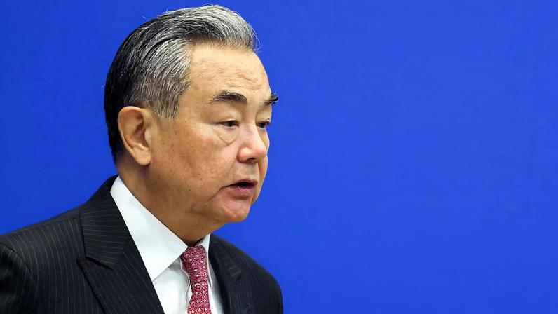Chinese Foreign Minister Wang Yi delivers his speech at the opening ceremony of the Lanting Forum in Beijing, China, October 27, 2025. REUTERS/Maxim Shemetov/File Photo