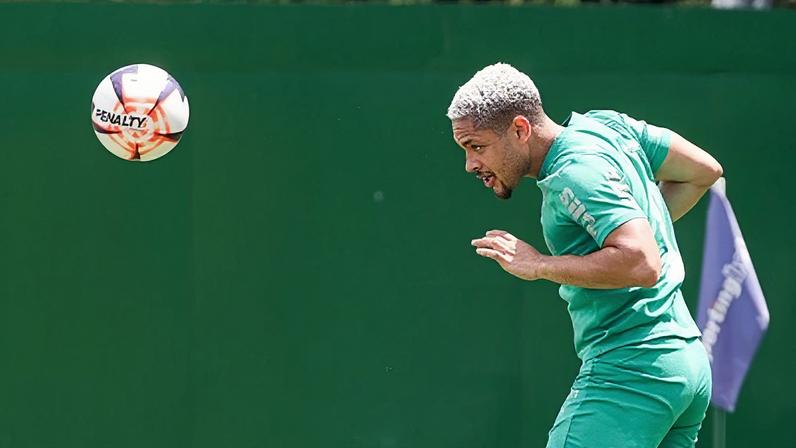Vitor Roque faz atividade no campo do CT do Palmeiras