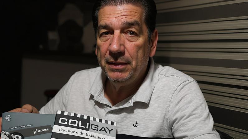 Volmar Santos com livro da Coligay. Foto: Divulgação/Grêmio