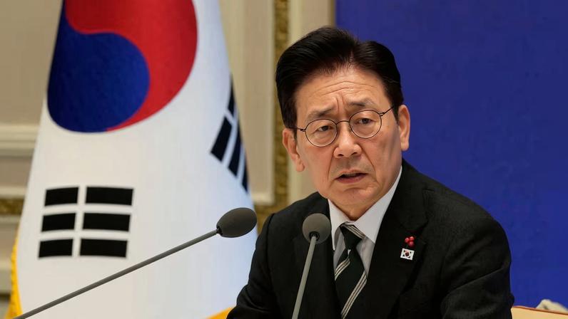 South Korean President Lee Jae Myung attends his new year press conference at the presidential Blue House in Seoul