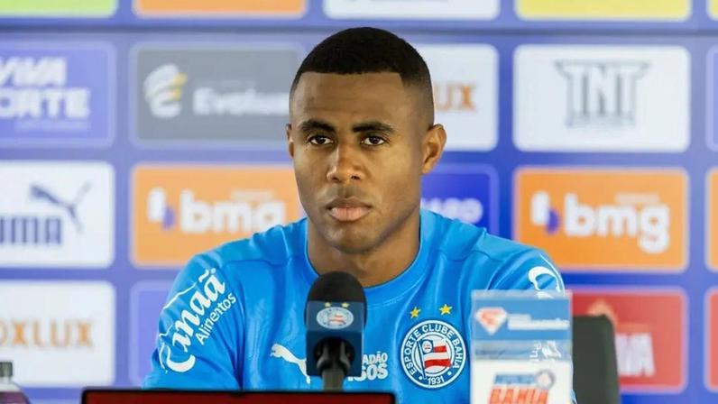 Erick em entrevista coletiva pelo Bahia (Foto: Letícia Martins/ E.C Bahia)