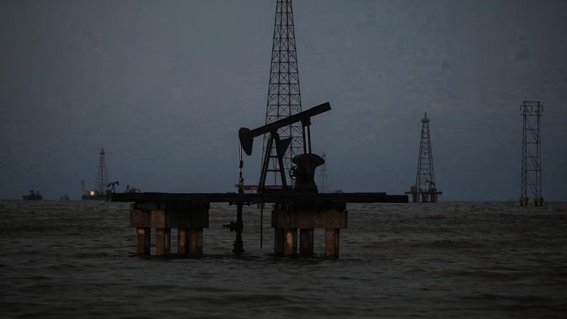 Oil rig on Lake Maracaibo, in Cabimas