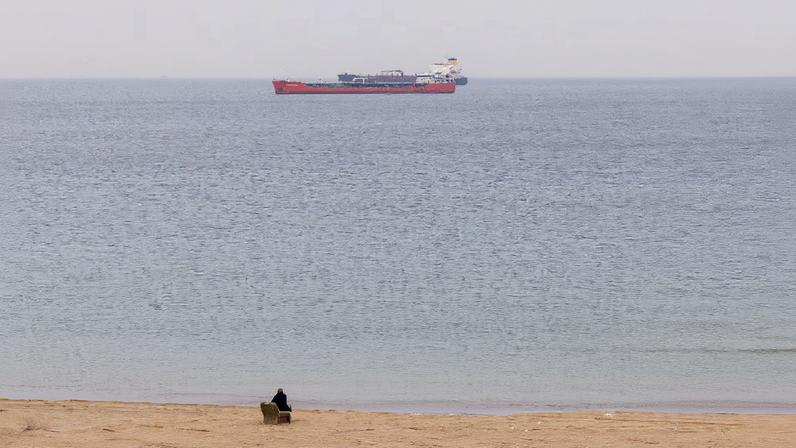 Oil tankers wait at an anchorage in the Black Sea off Kilyos near Istanbul