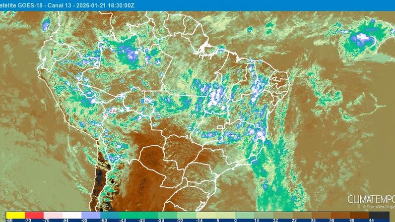 Segundo evento de ZCAS atua sobre o Brasil e provoca muita chuva no ES, no RJ e em MG