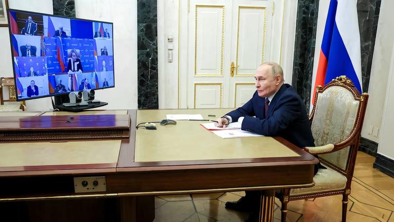 Russian President Putin chairs a Security Council meeting in Moscow