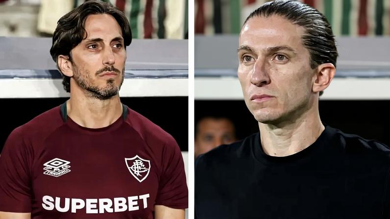 Zubeldía e Filipe Luís se enfrentarão no clássico entre Fluminense e Flamengo, pelo Campeonato Carioca de 2026 (Fotos: Lucas Merçon/Fluminense - Gilvan de Souza/Flamengo)