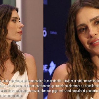 Carolina Dieckmann escolhe vestido com costas expostas para lançamento de filme