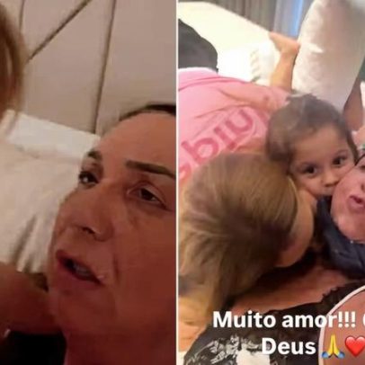 Mãe de Virginia Fonseca recebe visita dos netos após acidente de carro