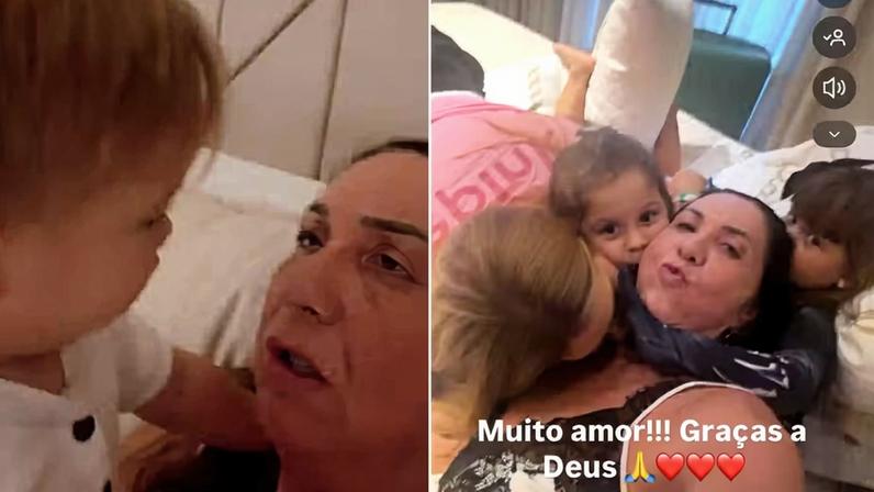 Margareth Serrão, mãe de Virginia Fonseca, recebe visita dos netos após acidente de carro