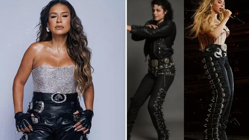 Simone Mendes se inspira em Beyoncé e Michael Jackson em look para gravar DVD — Foto: Clayton Felizardo/BrazilNews e Divulgação