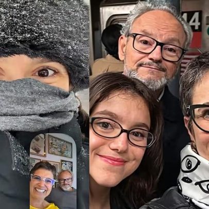 Filha faz videochamada na neve com Sandra Annenberg e Ernesto Paglia