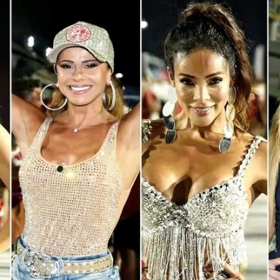 Viviane Araujo e musas brilham em ensaio técnico do Salgueiro na Sapucaí