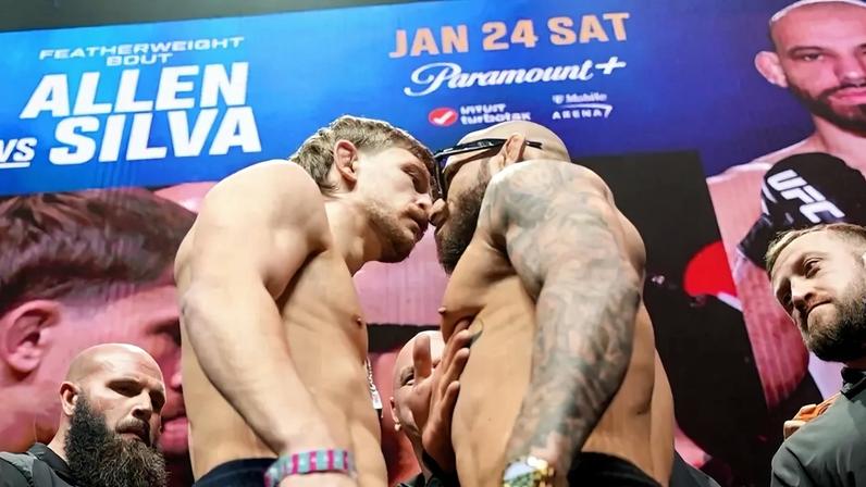 Arnold Allen e Jean Silva frente a frente antes do UFC 324 (Foto; Reprodução Instagram UFC Español)