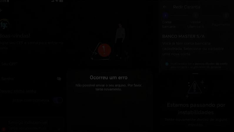 Aplicativo do FGC apresenta instabilidade para os usuários — Foto: Reprodução