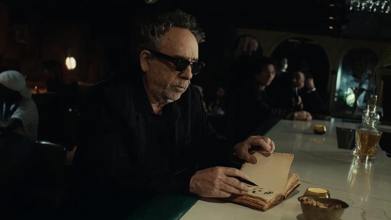 Tim Burton in A$AP Rocky's music video for "Air Force (Black Demarco)"