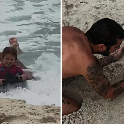 Pedro Scooby surfa com a filha de 3 anos e celebra nova surfista