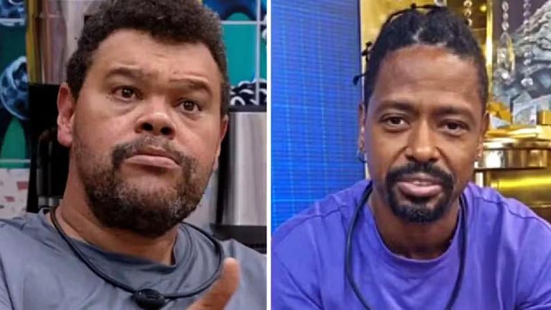 Babu Santana e Leandro Rocha estão no confinamento do BBB 26 — Foto: Reprodução/TV Globo