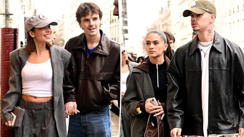 Cruz and Romeo Beckham were seen shopping with their respective girlfriends in Paris on Sunday afternoon.