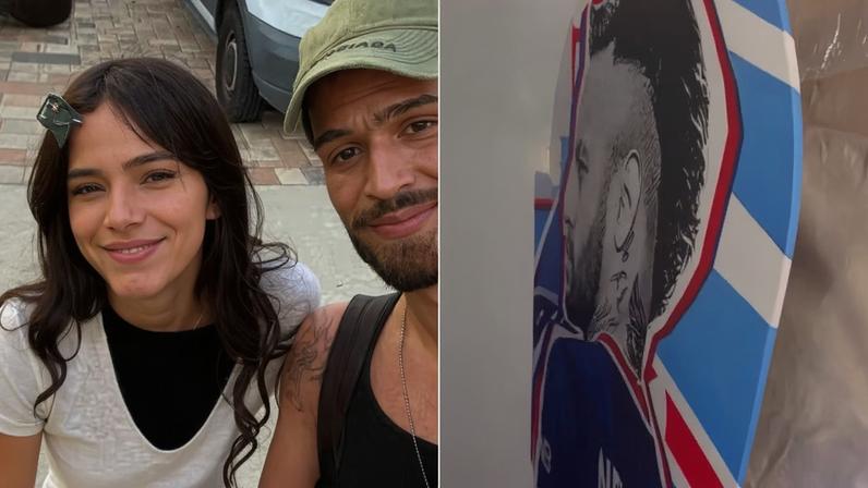 Bruna Marquezine e João Guilherme; totem de Neymar — Foto: Reprodução/Instagram