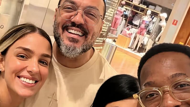 Belo e Mumuzinho com as companheiras — Foto: Reprodução/Instagram