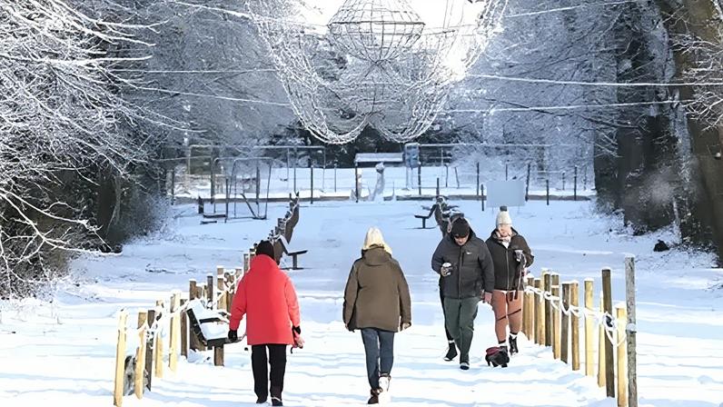 Visitors to Antrim Castle Gardens on Monday were welcomed by a fresh dusting of snow and ice