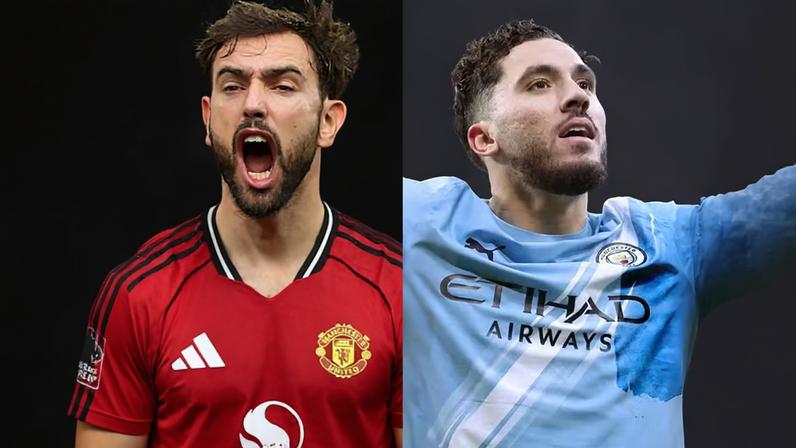 Bruno Fernandes vs. Cherki - duelo particular de maestros em United x City — Foto: Infografia ge