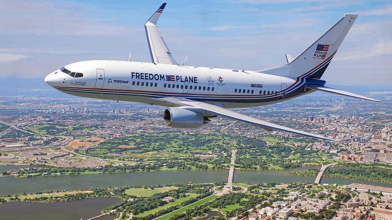 Rendering of a Boeing 737 to be used during the “Freedom Plane National Tour”