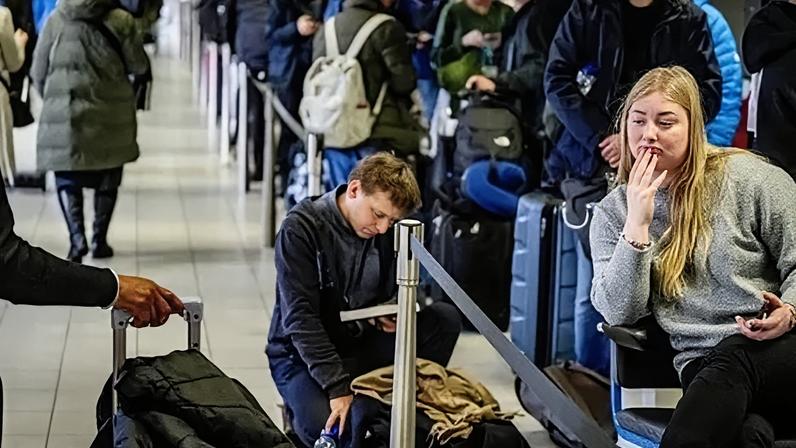 Hundreds of people were stranded at Amsterdam airport