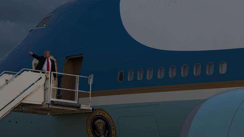 US president Donald Trump boarding Air Force One in 2020