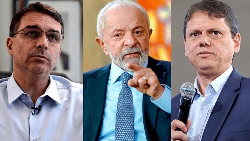 Pesquisa testou nomes de Flávio Bolsonaro (PL), Lula (PT) e Tarcísio de Freitas, entre outros