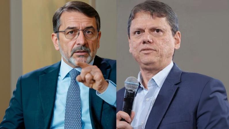 Dá esq. para dir., Flávio Bolsonaro (PL), Lula (PT) e Tarcísio de Freitas