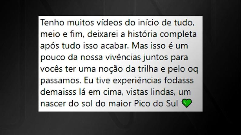 Thayane Smith descreveu a experiência como marcada por “vistas lindas” e o “nascer do sol do maior pico do Sul”. • Reprodução/Instagram