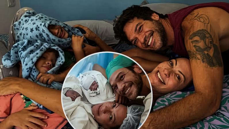 Fabiula Nascimento com os filhos Roque e Raul e o ator Emilio Dantas — Foto: Reprodução/Instagram