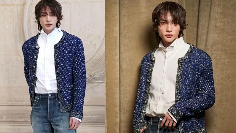 Hyunjin, do Stray Kids, no desfile de Inverno 2026 da Dior Homme, em Paris