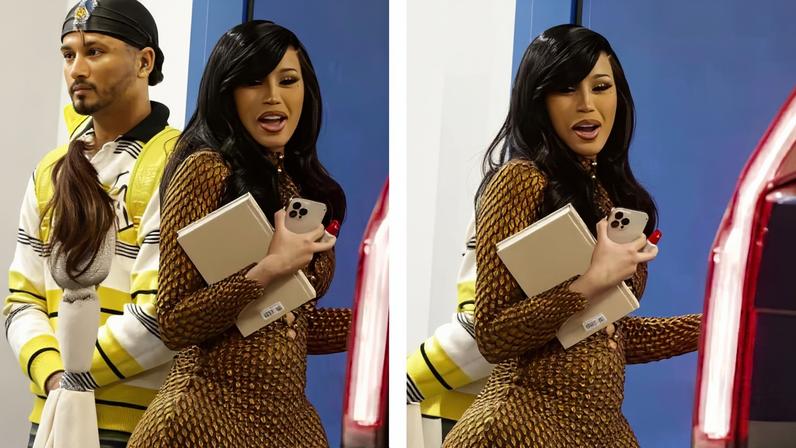 Cardi B faz primeira aparição pública após seu namorado ser acusado de estrangulamento — Foto: Grosby Group